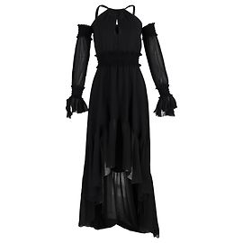 Robe longue dos nu midi gothique Versace en polyester noir Noir