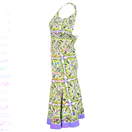 Dolce & Gabbana- Dolce & Gabbana Majolica Printed Midi Backless Dress in Multicolor Cotton-Multiple colors