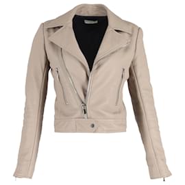 Balenciaga- Balenciaga Biker Jacket in Beige Lambskin Leather-Beige