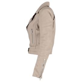 Balenciaga- Balenciaga Biker Jacket in Beige Lambskin Leather-Beige