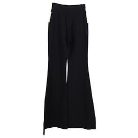 Balmain High-Waisted Wide Leg Pants in Black Polyester Black