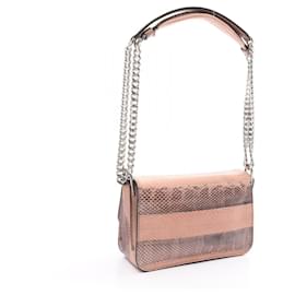 Tod's-Tod's Exotic Leather Double T Shoulder Bag-Pink