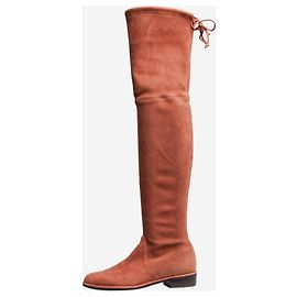 Stuart Weitzman Clay Brown Lowland Bold suede over-the-knee boots - size EU 36 Brown