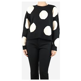 Alice + Olivia Schwarz-weißer Pünktchen-Pullover - Größe S Schwarz