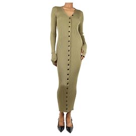 Petar Petrov Khaki Erica Ripp-Button-Down-Maxikleid - Größe UK 6 Grün