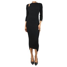Joseph Schwarzes langärmliges Rippstrick-Maxikleid - Größe UK 6 Schwarz
