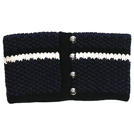 Bouchra Jarrar Snood de malha com detalhe de botão marinho Azul marinho