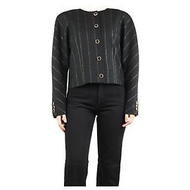 Alessandra Rich Black lurex striped jacket - size UK 14 Black