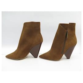 Saint Laurent-NINE SAINT LAURENT NIKI 527833 38.5 CAMEL SUEDE BOOTS-Camel