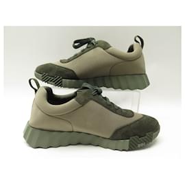Hermès-HERMES SHOES SNEAKERS BOUNCING H232172 BASKETS 40 CANVAS AND SUEDE SHOES-Khaki