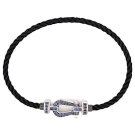 Fred-FRED FORCE 10 MM WHITE GOLD 18K & SAPPHIRES 0B0069-6B0279 16CM BANGLE-Silvery