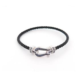 Fred-FRED FORCE 10 MM WHITE GOLD 18K & SAPPHIRES 0B0069-6B0279 16CM BANGLE-Silvery