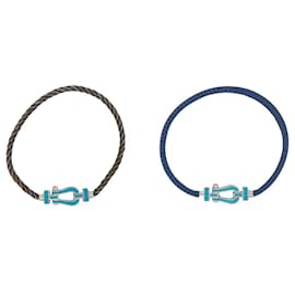 Fred-FRED FORCE 10 MEDIUM MODEL WHITE GOLD 18K LACQUER TURQUOISE 2 CABLES-Turquoise
