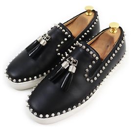 Christian Louboutin Leather Tassel Slip-ons Black 41 Black