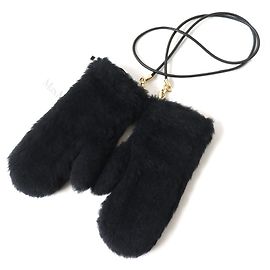 Max Mara Teddy Alpaca Wool Mittens Gloves ML Black