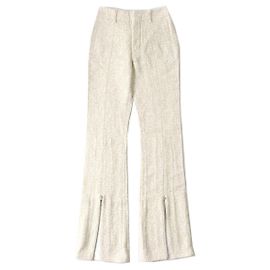 Chloé Calças longas flare femininas Chloe bege cáqui Outro