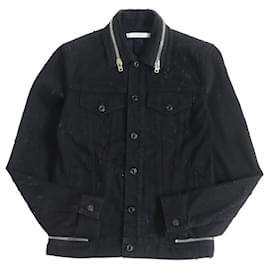 Givenchy-Givenchy XS Destroyed Layered Zip Denim Jacket-Black