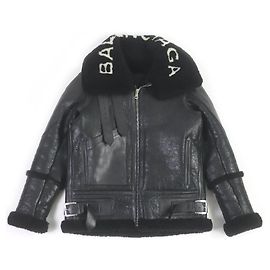 Giacca in shearling Balenciaga in pelle di pecora nera Nero