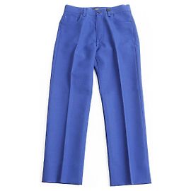 Calça de cintura alta em couro com patch de logo Fendi Azul