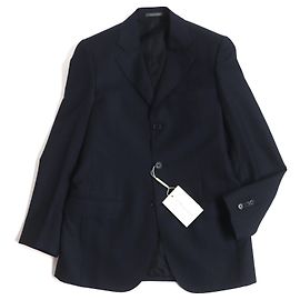 Salvatore Ferragamo Wool Stripe Logo Jacket Navy Navy blue