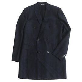 Dior Wool Silk Double Chester Coat Navy Navy blue
