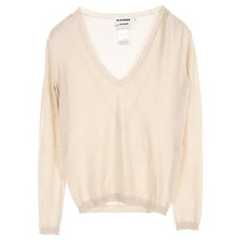 Jil Sander Wool Silk Knit Top Beige Beige