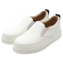 Chloé Chloe Lauren Leder Slipper Weiß
