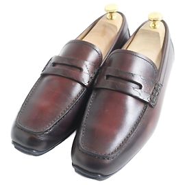 Berluti Scritto Leder Slipper Bordeaux Bordeaux