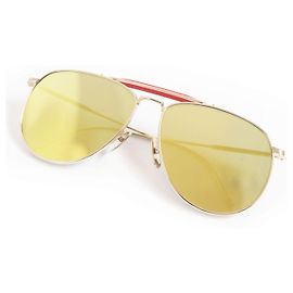 Occhiali da sole a specchio a forma di goccia Thom Browne TB-015 D'oro