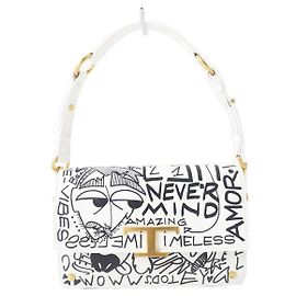 Tod's TODS Timeless Graffiti Mini 2WAY Leather Bag White