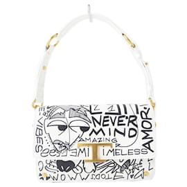 Tod's-TODS Timeless Graffiti Mini 2WAY Leather Bag-White