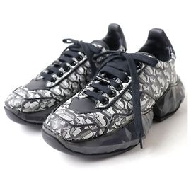 Jimmy Choo Glitter Leather Sneakers Silver Black Other