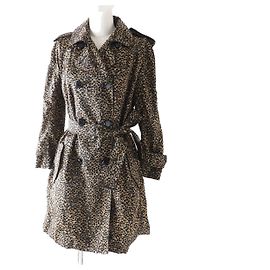 Louis Vuitton Nylon Leopard Trench Coat Brown Other