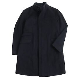 Armani Wool Cashmere Zip-Up Coat, Black, Size 50 Black