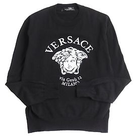 Versace Medusa Logo Embroidery Knit Black 46 Black