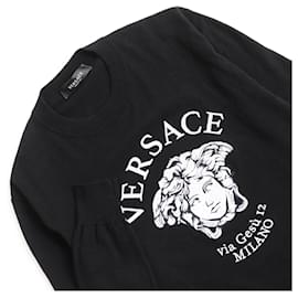 Versace-Versace Medusa Logo Embroidery Knit Black 46-Black