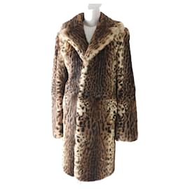 Yves Saint Laurent Abrigo de piel de conejo para mujer Saint Laurent leopardo Otro