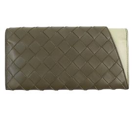 Bottega Veneta Lamb Leather Long Wallet Khaki Brown