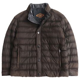 Tod's Lamb Leather Polyester Jacket Dark Brown L Dark brown