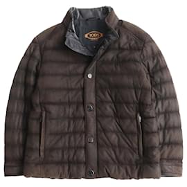 Tod's-Tod's Lamb Leather Polyester Jacket Dark Brown L-Dark brown