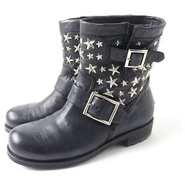 Jimmy Choo Leather Engineer Boots Black Other