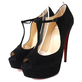 Décolleté aperte in velluto nero Christian Louboutin Nero