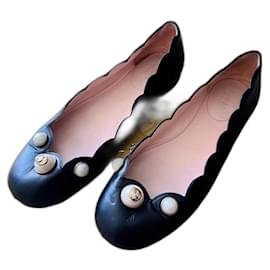 Gucci Black Leather Ballet Flats 36IT Black