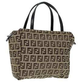Fendi-FENDI Zucchino Canvas Hand Bag Beige Auth yk14935-Beige