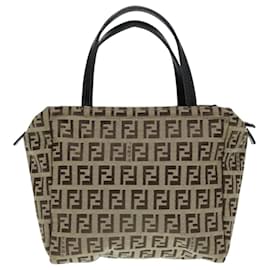 Fendi-FENDI Zucchino Canvas Hand Bag Beige Auth yk14935-Beige