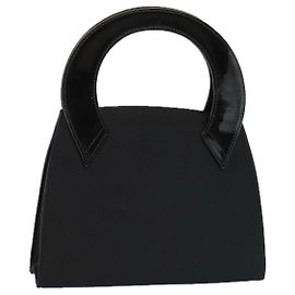 Sac à main Salvatore Ferragamo Satin Noir Or Auth 90246 Noir Doré