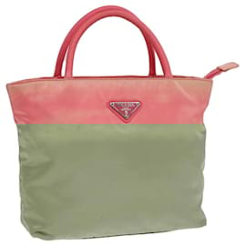 Prada-PRADA Tote Bag Nylon Black Auth 91406-Pink