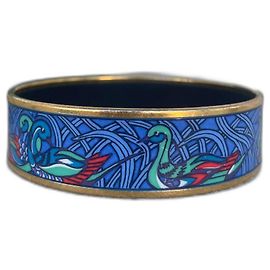 Hermès Duck Family Enamel Bracelet Blue Gold Blue Multiple colors Gold hardware