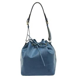 Louis Vuitton-LOUIS VUITTON Petit Noe Epi Shoulder Bag M44105 Toledo Blue Leather (LV logo engraved)-Blue