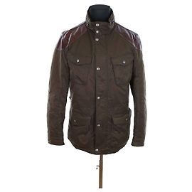 Hackett London Leather coat Khaki